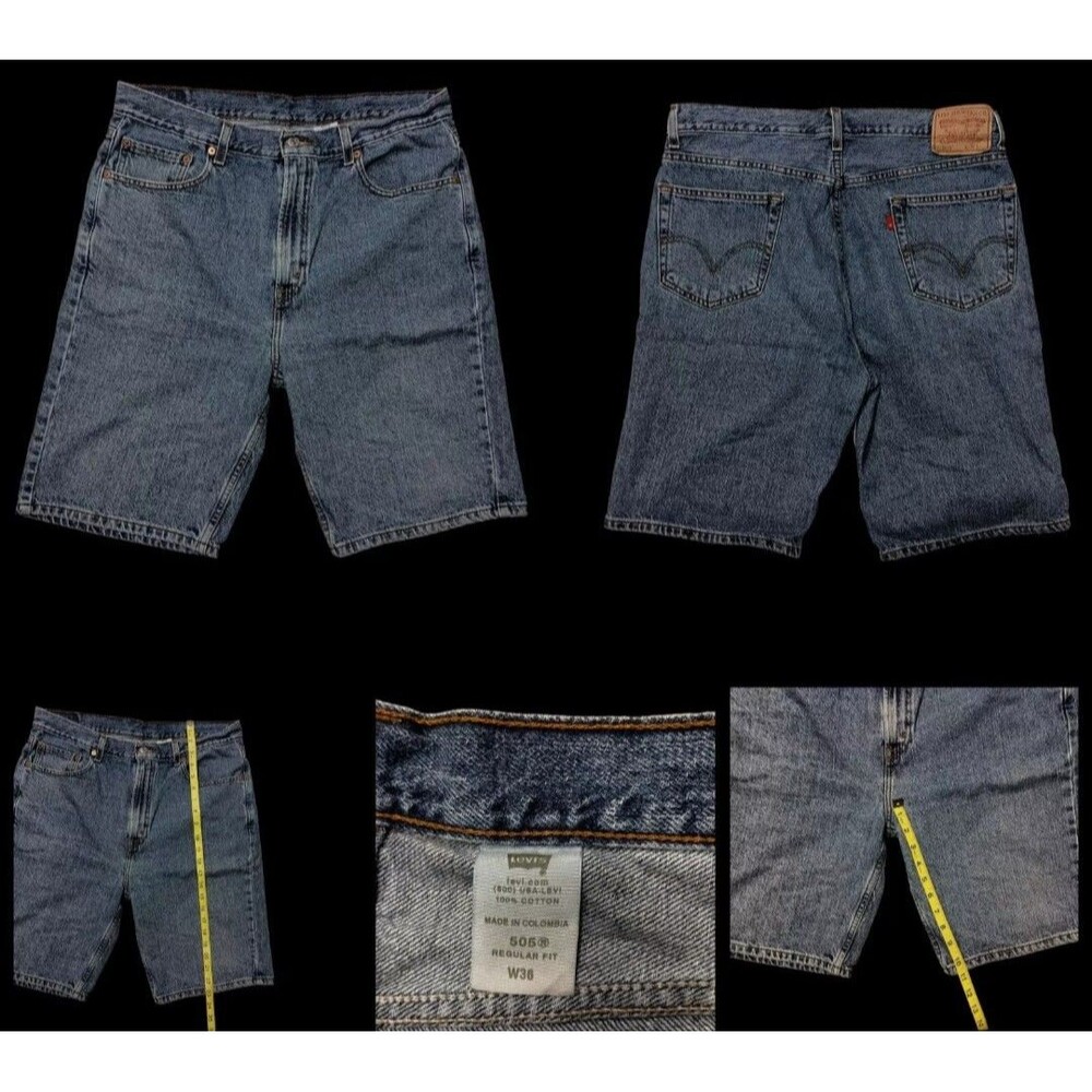 Levi Men Jeans Shorts Size 36 Vintage 505 Regular Fit Cotton Denim Dad Jorts